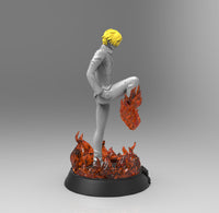 A649 - Anime Character design, the Fire leg guy, STL 3D model design print download files