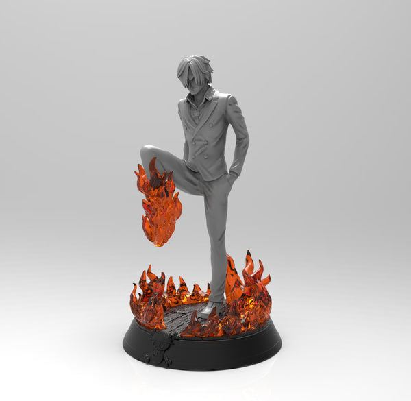 A649 - Anime Character design, the Fire leg guy, STL 3D model design print download files