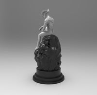A660 - Cartoon character design, The sad Ultraman sit on the rock statue, STL 3D model design print download files