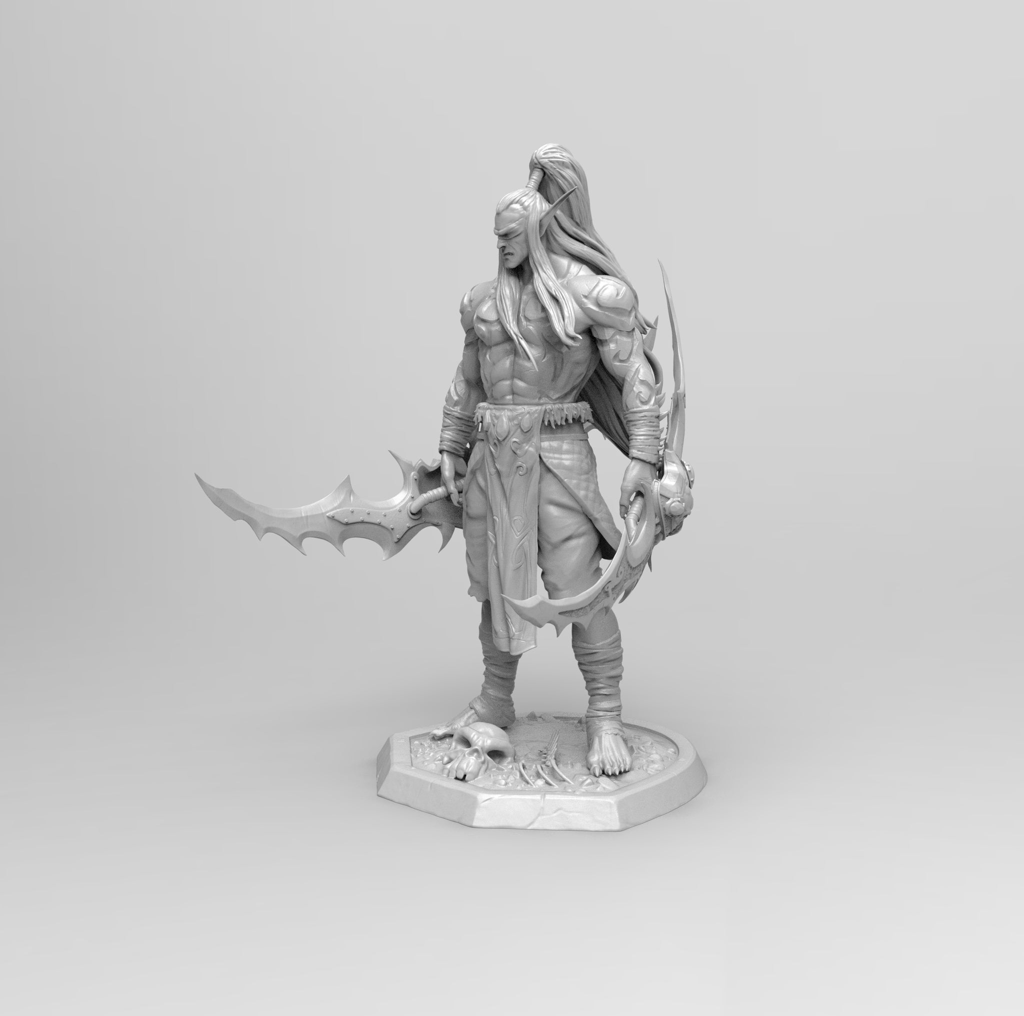 A156 - Games character design statue, Blind mask hunter, STL 3D model ...