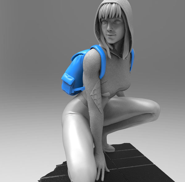 E268 - Comic character design, The Spider Gwan with backpack, STL 3D model design print download files