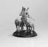 A764 - Character design statue, The Matoka with two Wolf, STL 3D model design print download files