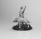 A764 - Character design statue, The Matoka with two Wolf, STL 3D model design print download files
