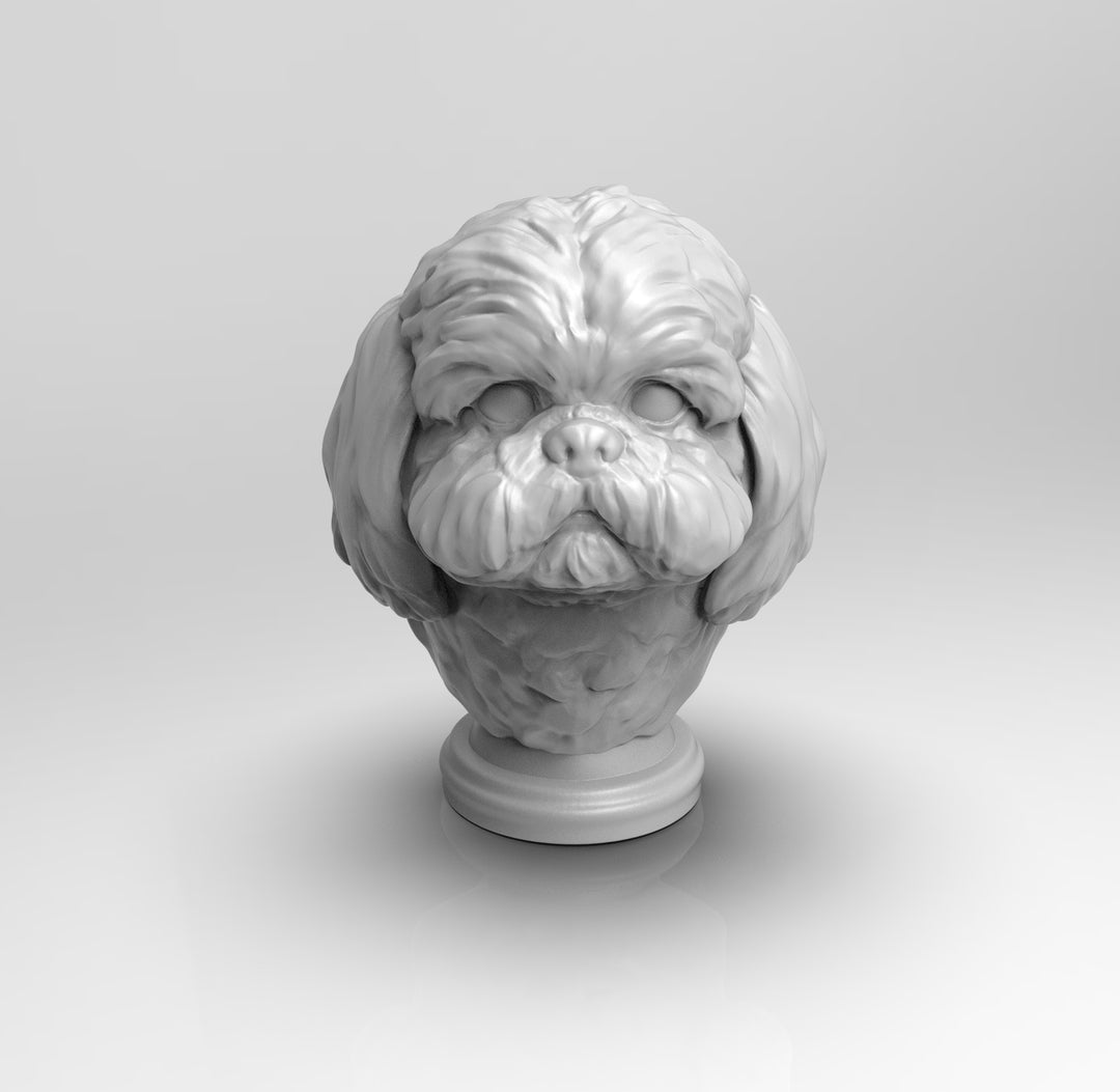 A755 Dog bust statue, The Shi Tzu dog design, STL 3D model design pr