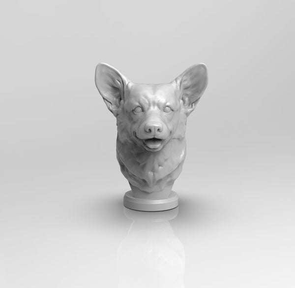 A751 - Animal dog bust statue, The Cute Corgi bust statue, STL 3D model design print download files