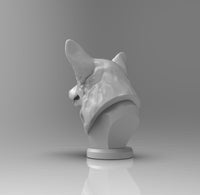 A751 - Animal dog bust statue, The Cute Corgi bust statue, STL 3D model design print download files