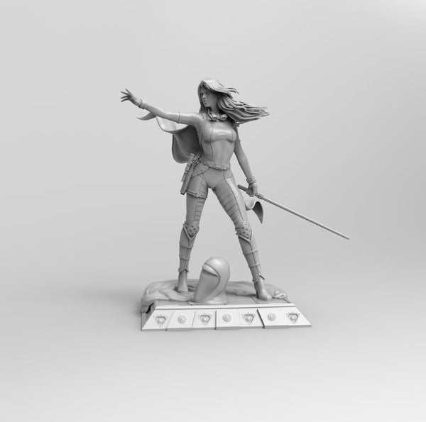 F005 - Movie Character design, Marah Jade with big helmet, STL 3D model design print download files