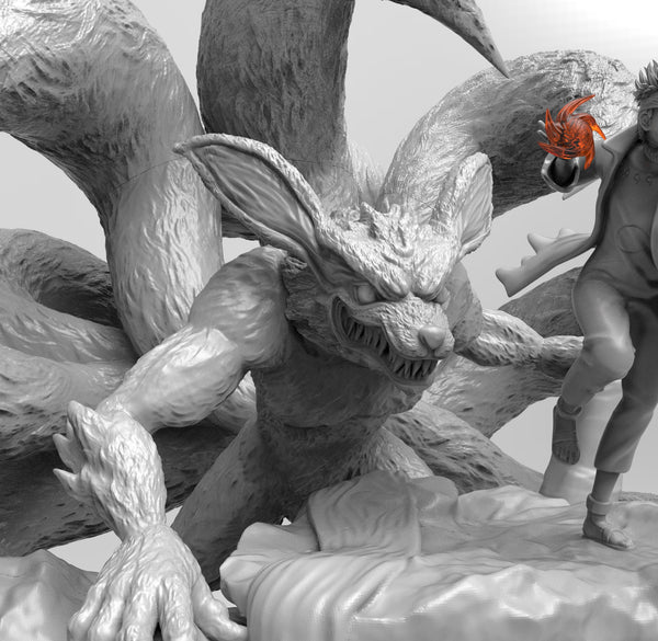 E063 - Anime character design , The narutuu with fox design statue, STL 3D model design print download files