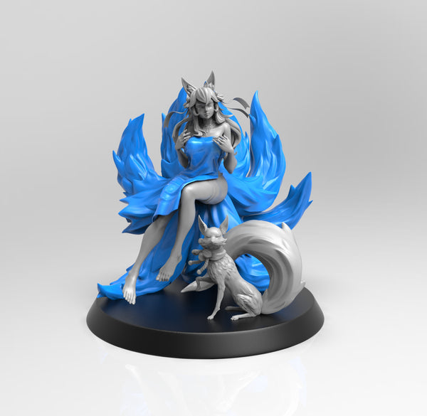 E062 - NSFW character design, The kimino Ahri with Fox design, STL 3D model design print download files