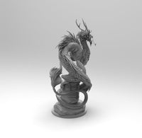 E049 - Legendary dragon statue, The Mythology Green Dragon, STL 3D model design print download files