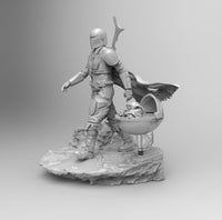 A314 - Movies character design, SW Manda with Kiddo Yo, STL 3D model design print download file