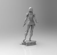 E046 - Cyborg character design, The Cyber future female warrior statue, STL 3D model design print download files