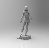E046 - Cyborg character design, The Cyber future female warrior statue, STL 3D model design print download files