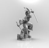 E038 - Samurai character design, The Rabbit samurai with katana, STL 3D model design print download files