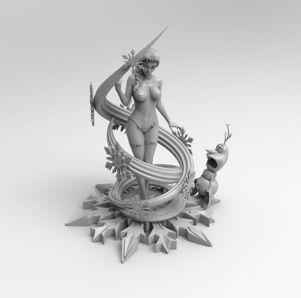 B173 - NSFW Cartoon character design, Ice Magic Girl, STL 3D model design print download file