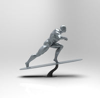 E023 - Comic character design, The SIlver guy with board in the universe, STL 3D model design print download files