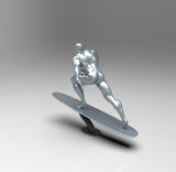 E023 - Comic character design, The SIlver guy with board in the universe, STL 3D model design print download files