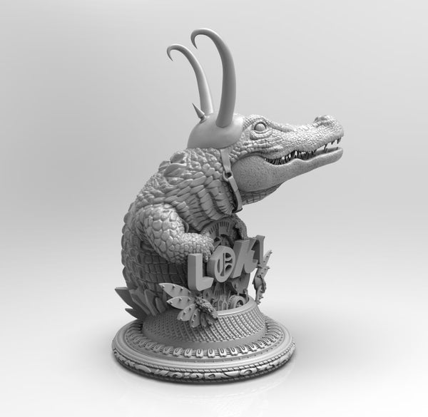 E003 - Comic drama character deisng, The Crocodile character with Horn helmet, STL 3D model design print download files