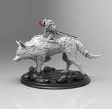 E005 - Anime character design, Princess Mono with the big wolf creature, STL 3D model design print download files
