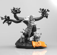 E015 - Anime character design, The Ninja Teacher with 3dogs under the tree , STL 3D model design print download files