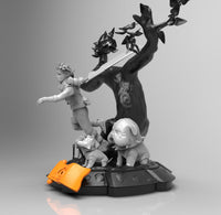 E015 - Anime character design, The Ninja Teacher with 3dogs under the tree , STL 3D model design print download files