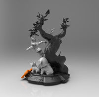 E015 - Anime character design, The Ninja Teacher with 3dogs under the tree , STL 3D model design print download files