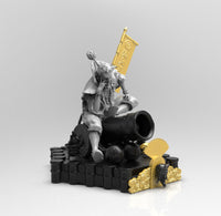 E017 - Samurai character design, The Samurai Joker with canon ball weopon, STL 3D model design print download files