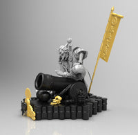 E017 - Samurai character design, The Samurai Joker with canon ball weopon, STL 3D model design print download files