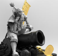 E017 - Samurai character design, The Samurai Joker with canon ball weopon, STL 3D model design print download files