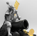 E017 - Samurai character design, The Samurai Joker with canon ball weopon, STL 3D model design print download files