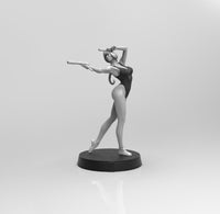 E099 - Comic character design, A widow dancing with two guns, STL 3D model design print download files