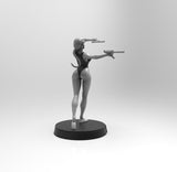 E099 - Comic character design, A widow dancing with two guns, STL 3D model design print download files