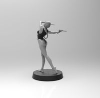 E099 - Comic character design, A widow dancing with two guns, STL 3D model design print download files