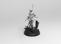 B451 - Games character design, Blind girl with katana statue, STl 3D model design print download
