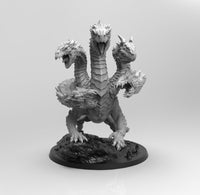 E153 - Legendary creature design, THe five head Hydra dragon design statue, STl 3D model design print download files