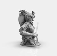 E279 - Shinobi Character design, The Shinobi with katana bust statue, STL 3D model design print download files