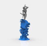 E281 - Shinobi character design, The Hot and sexy Shinobi with two katana statue, STL 3D model design print download fil