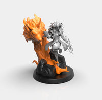 E283 - Anime character design, The Kindred with wolf statue, STL 3D model design print download files