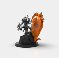E283 - Anime character design, The Kindred with wolf statue, STL 3D model design print download files