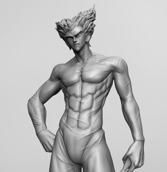 A030 - Anime character design, the one punch garou with spike hair, STL 3D model design print download files