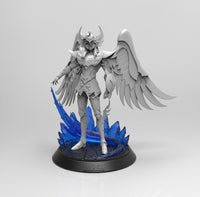 E227 - Anime character design, The Hyoga God Divine character design with ice base statue, STL 3D model design print dow