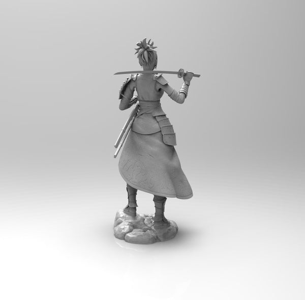 E301 - Samurai character design, The Samurai girl with katana statue ...