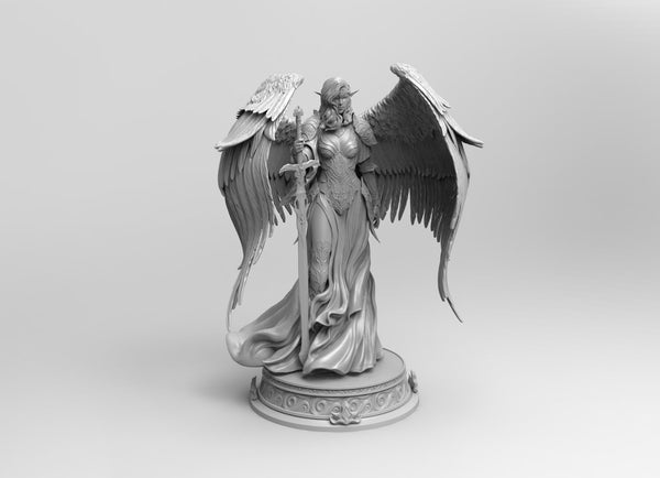 B454 - Character design statue, The female angel warrior, STL 3D model design print download print