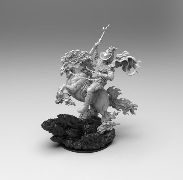 E316 - Comic character design, The Banshee Horse rider with shotgun, STL 3D model design print download files