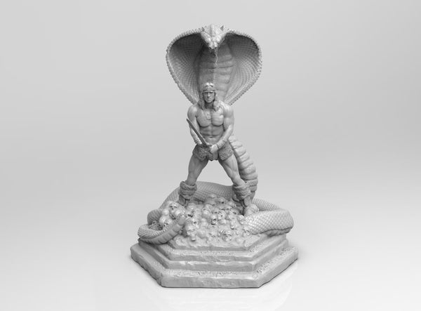 A379 - Movie character design, the destroyer Conan vs Snake Coobra, STL 3D model design print download files