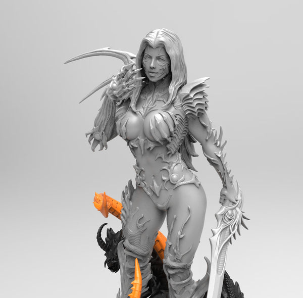 E306 - Female character design, The Witch blade demon, STL 3D model design print download files