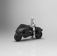 E333 - Comic character design, The Judge Dred and the bike, STL 3D model design print download files