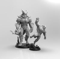 E338 - Legendary creature design, The Yeti elder and the young statue, STl 3D model design print download files