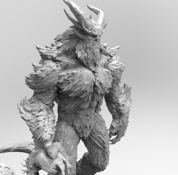 E338 - Legendary creature design, The Yeti elder and the young statue, STl 3D model design print download files