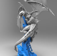 E339 - Legendary dragon design, The Blackie Armor scale dragon statue, STL 3D model design print download files